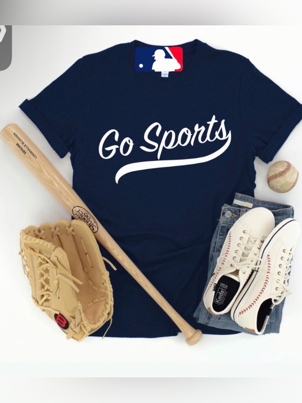 Favorite Daughter Go Sports Graphic Tee Dark Navy Blue Size Medium